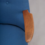 Danish Midcentury Reupholstered Blue Cocktail Chair, 1960s