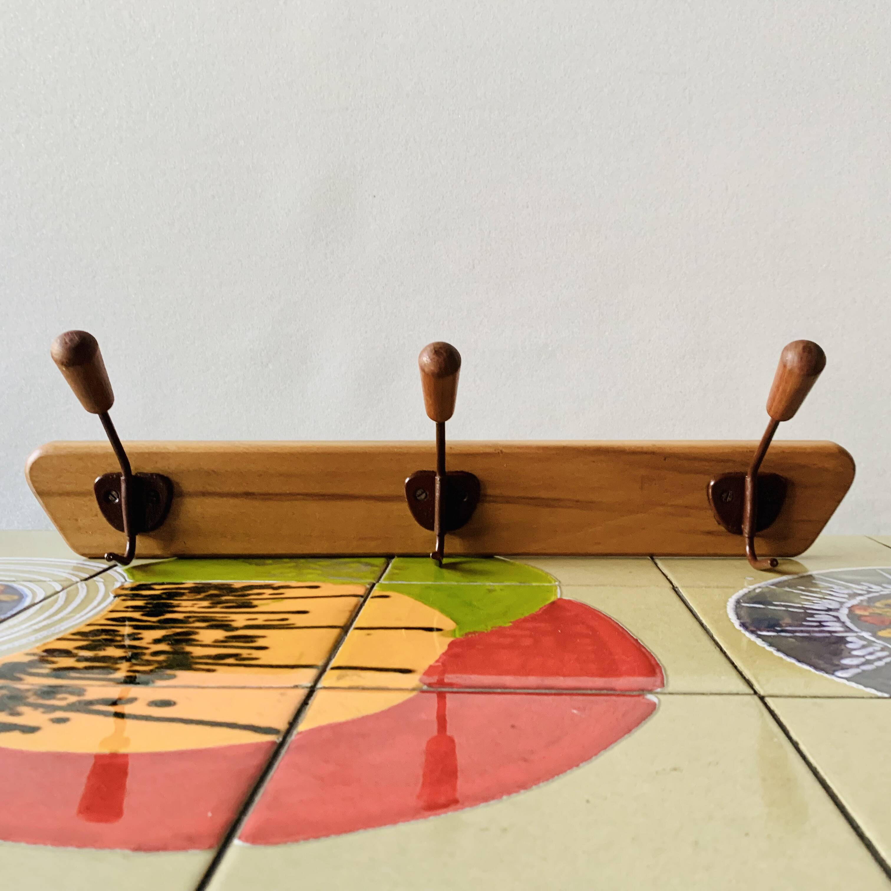 Vintage wall coat rack - 3 hooks