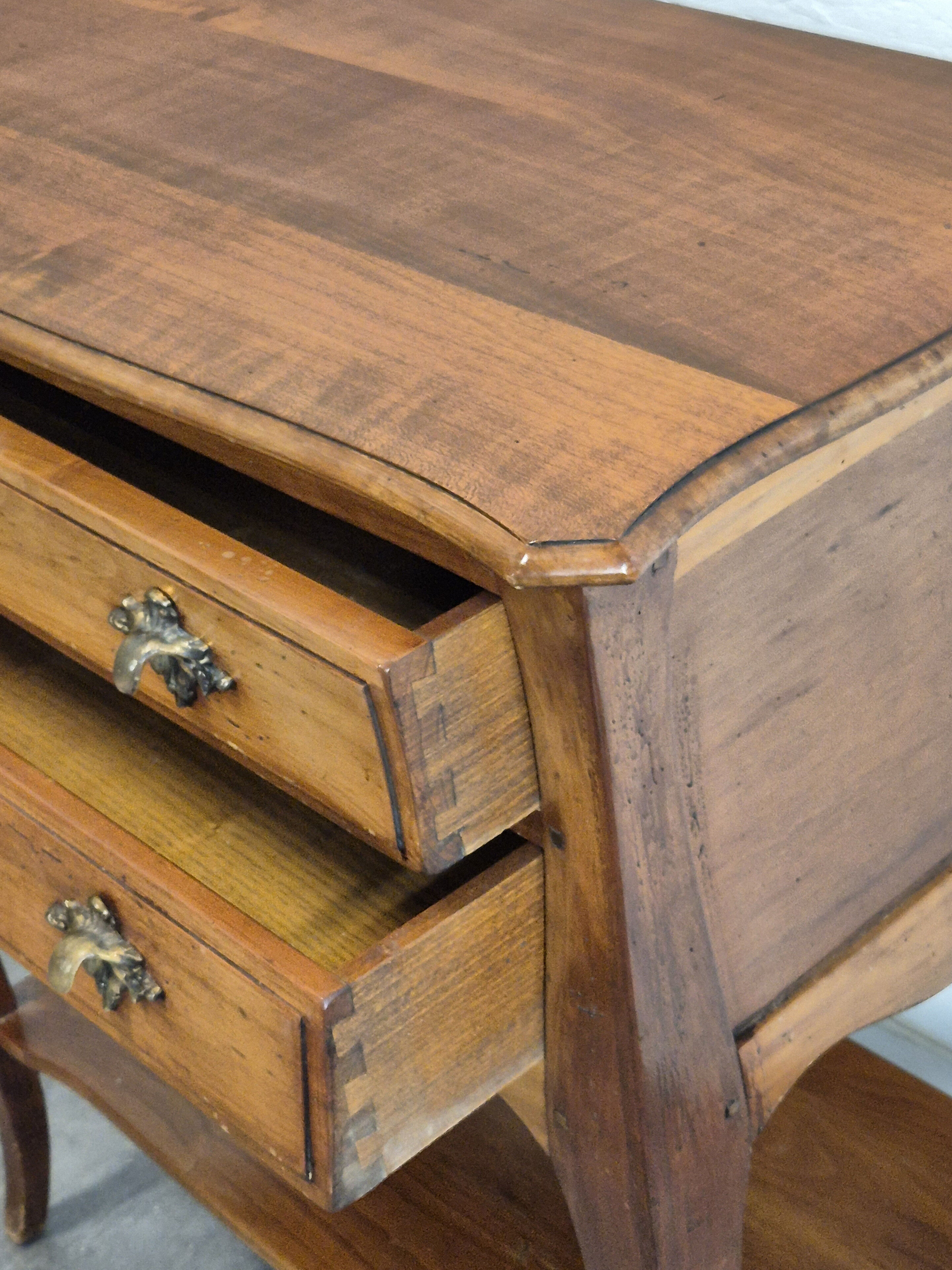 Neo-rustic bedside table in cherry wood