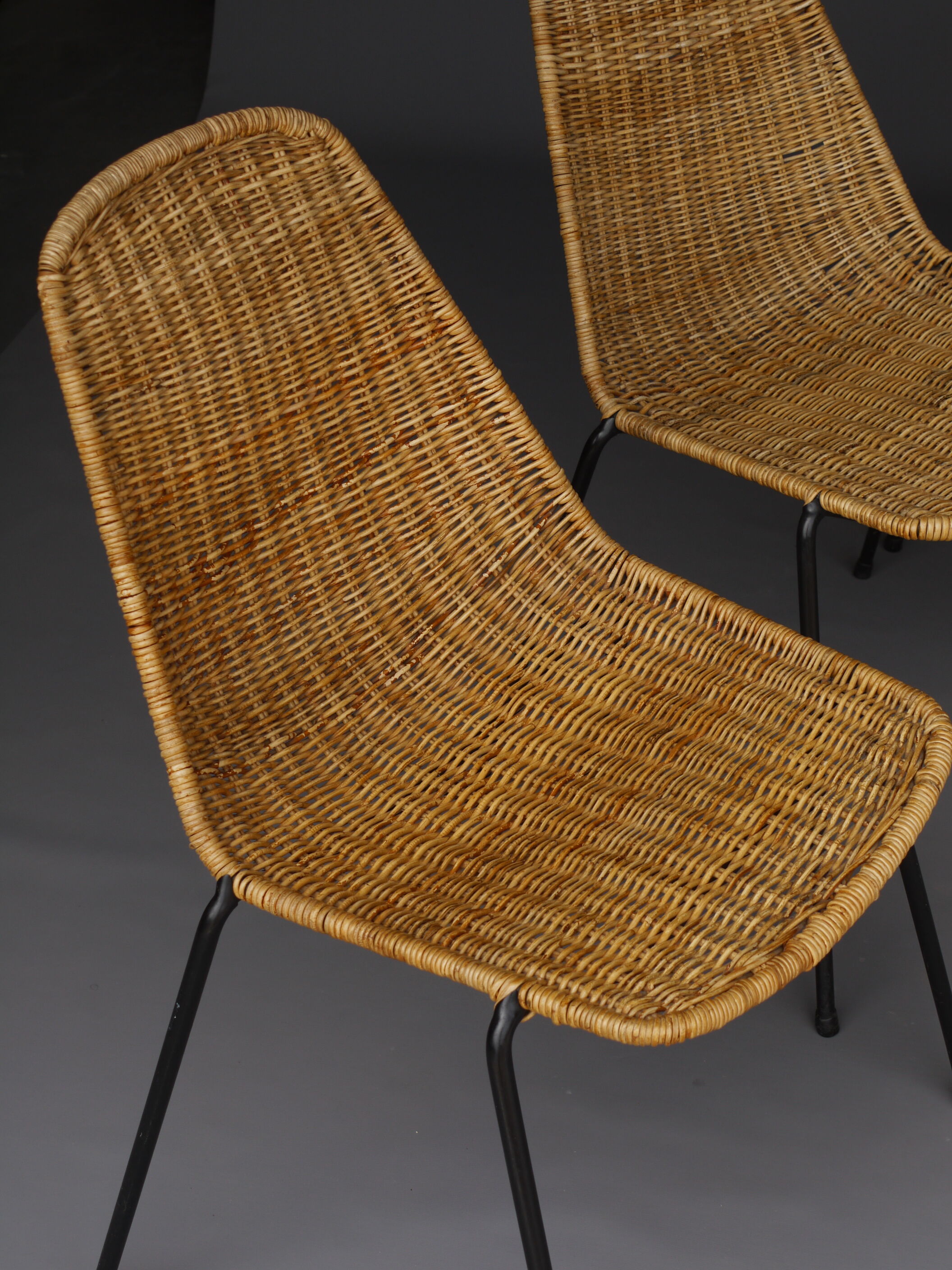 Mid-Century Wicker Chairs by Gian Franco Legler, 1950s. Set of 4