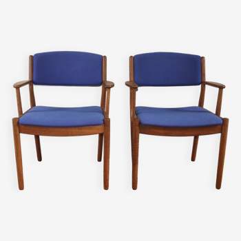 Pair of vintage Scandinavian Poul Volther J72 armchairs in oak, 1960s