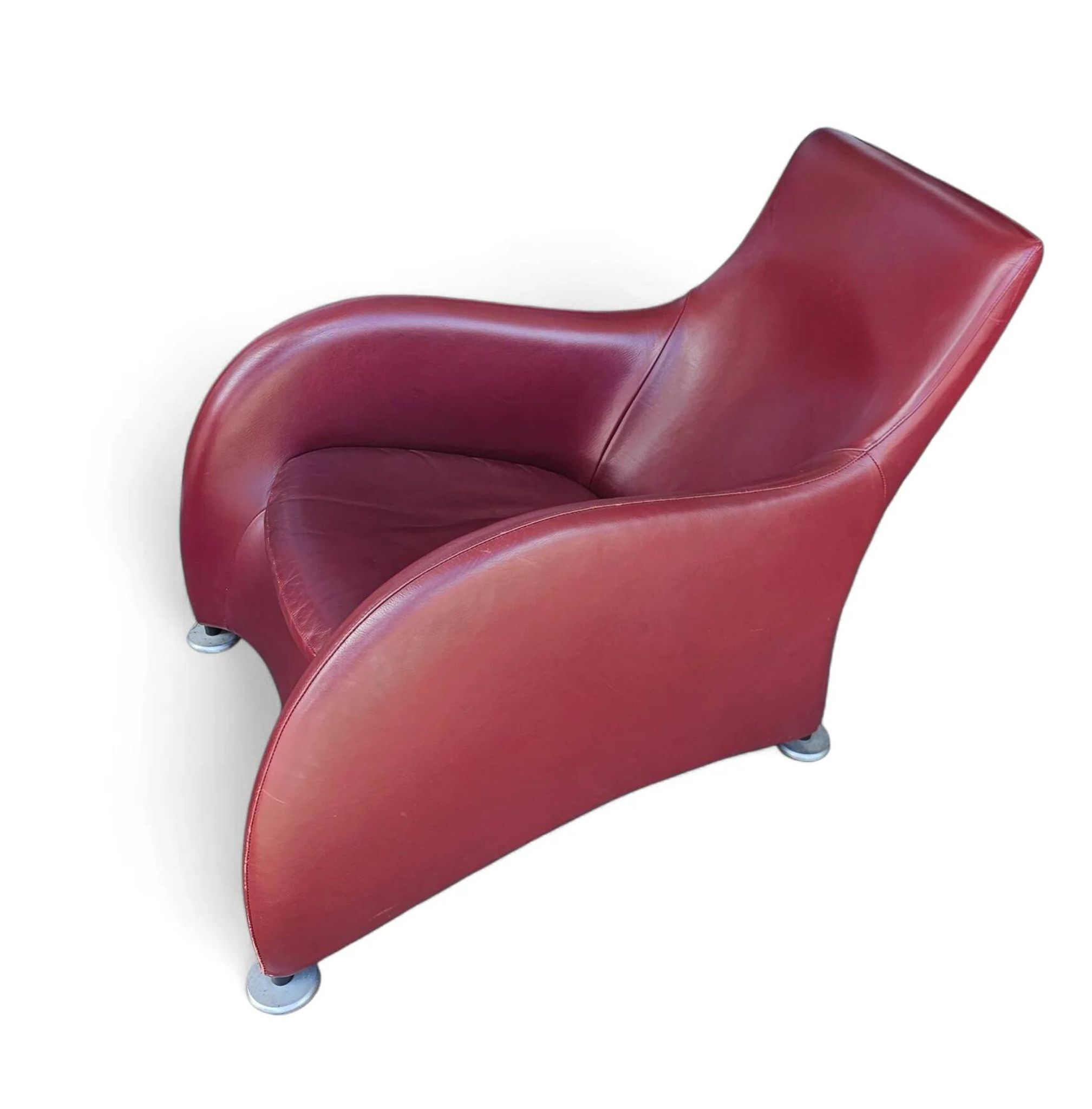 Fauteuil Montis / Gerard van den Berg / années 1990 / Cuir rouge bordeaux