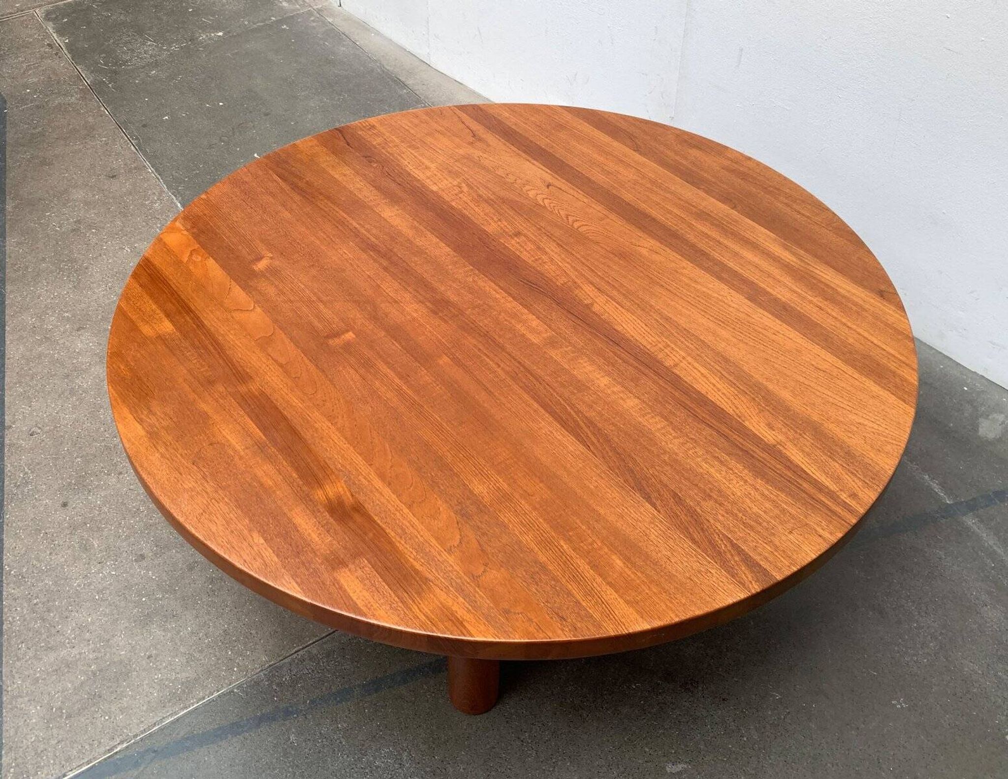 Large Danish brutalist coffee table in solid teak, 1960s.