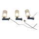 Set of 3 semi-transparent glass and white metal wall lights, 1960, Germany