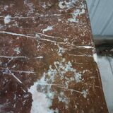 Solid walnut sideboard, Henri II style, Renaissance, with pink and white marble top