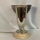 Art Deco, silver metal lamp wood base around 1930