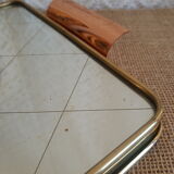 Plateau en laiton avec miroir vintage