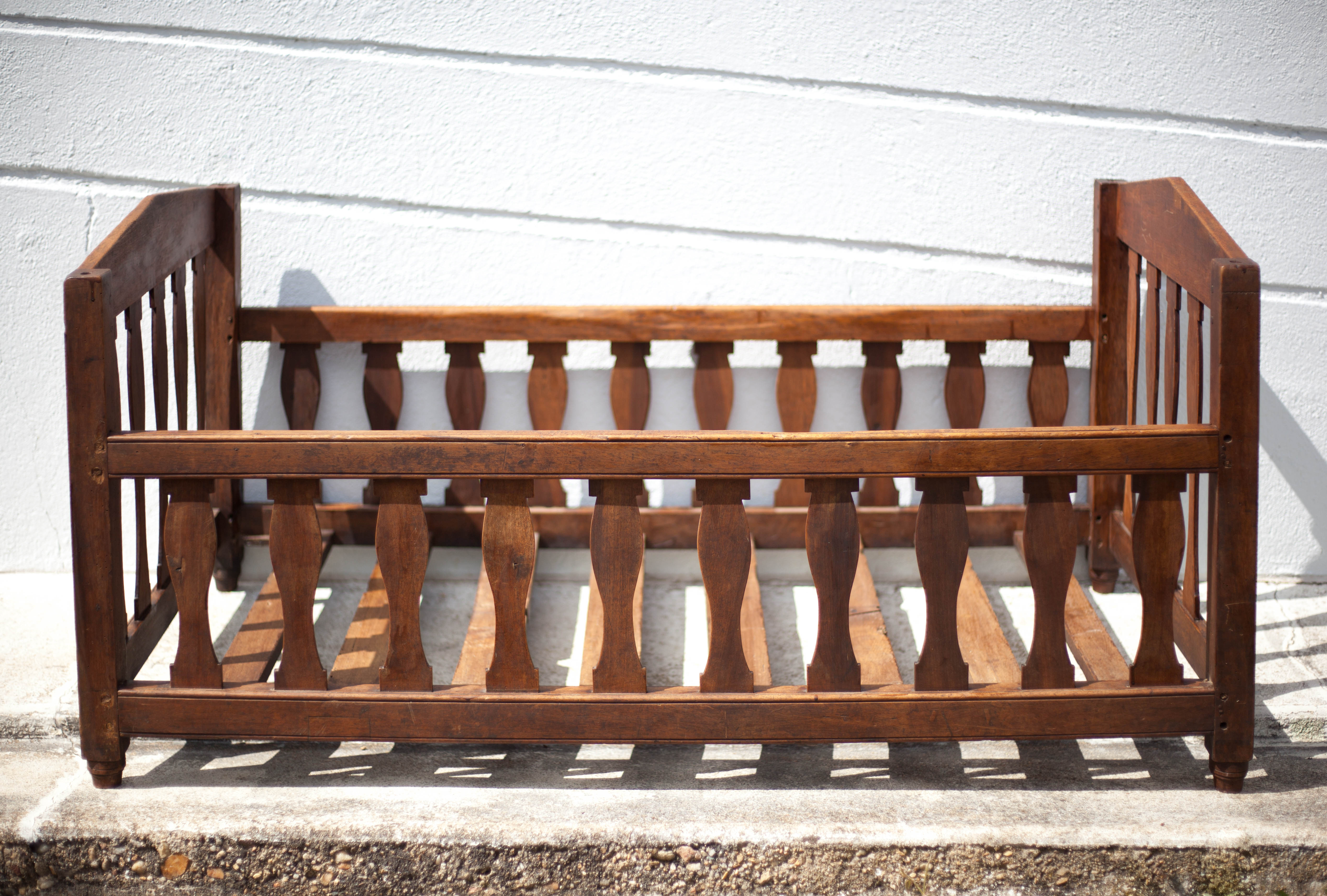 Children's wooden bed, old baby bed, children's bedroom bed, vintage decor