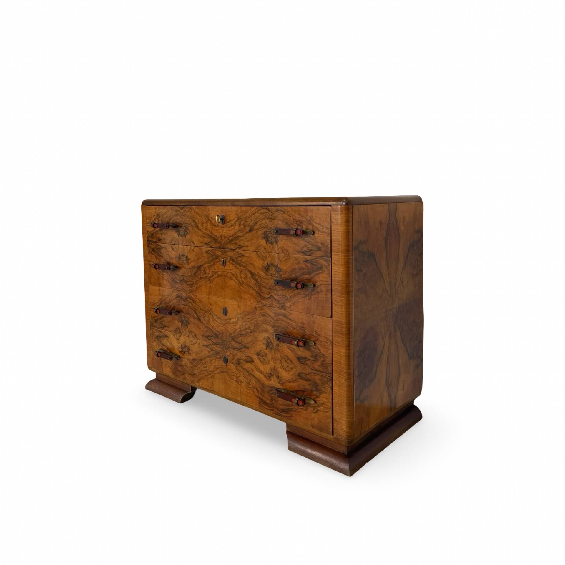 Walnut burl commode, Italian Art Deco, 1940s.