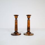 Mid-century set of 4 birch candlesticks by Carl Malmsten, Sweden, 1960s.