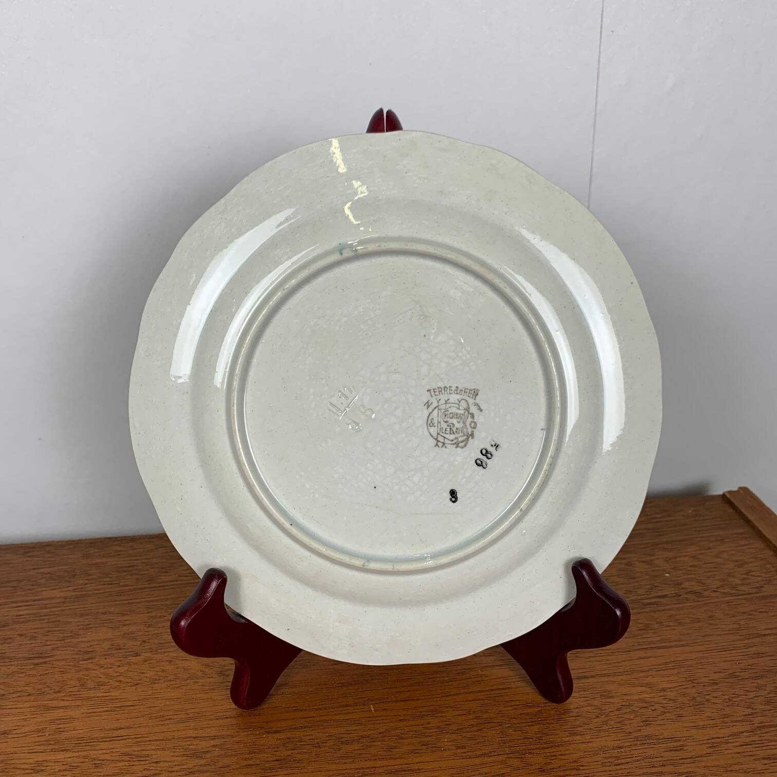 Set of 2 Choisy le roi plates, ironstone, floral motif, late 19th century