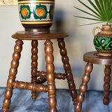 Vintage turned solid wooden stool