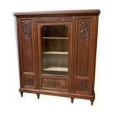 Antique Art Nouveau walnut bookcase