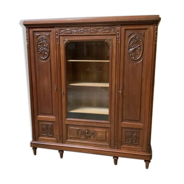 Antique Art Nouveau walnut bookcase