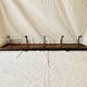Art Deco wall-mounted coat rack in solid wood - 5 hooks