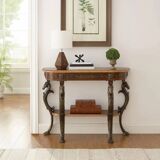 Masterpiece Floral Demilune Console Table with Horse Head Legs by Powell
