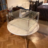 Plexiglass and glass coffee table