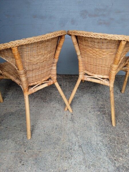 Pair of vintage rattan armchairs
