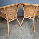 Pair of vintage rattan armchairs
