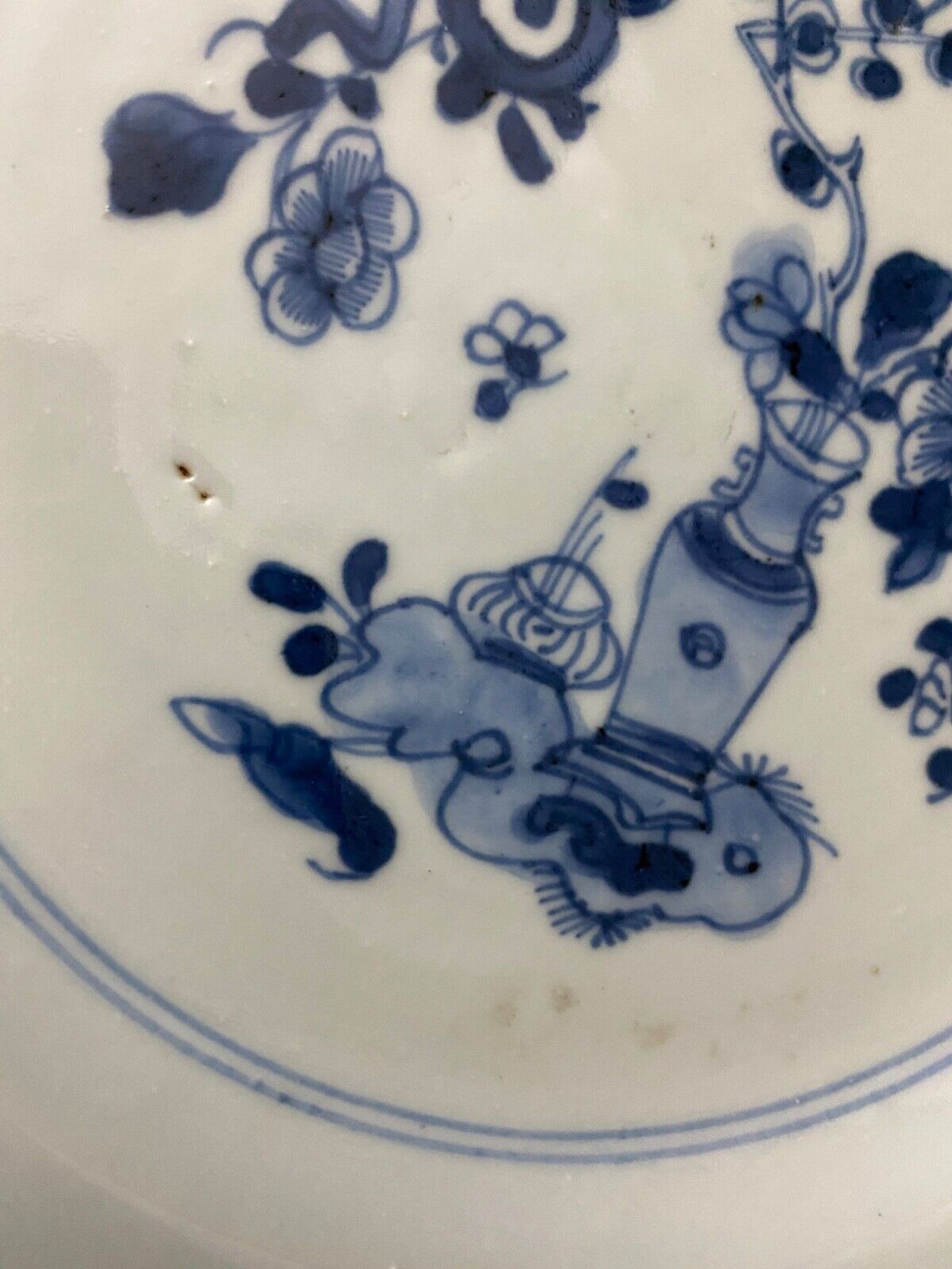 Plate in blue of China XVIII or XIXth Blue and white decoration