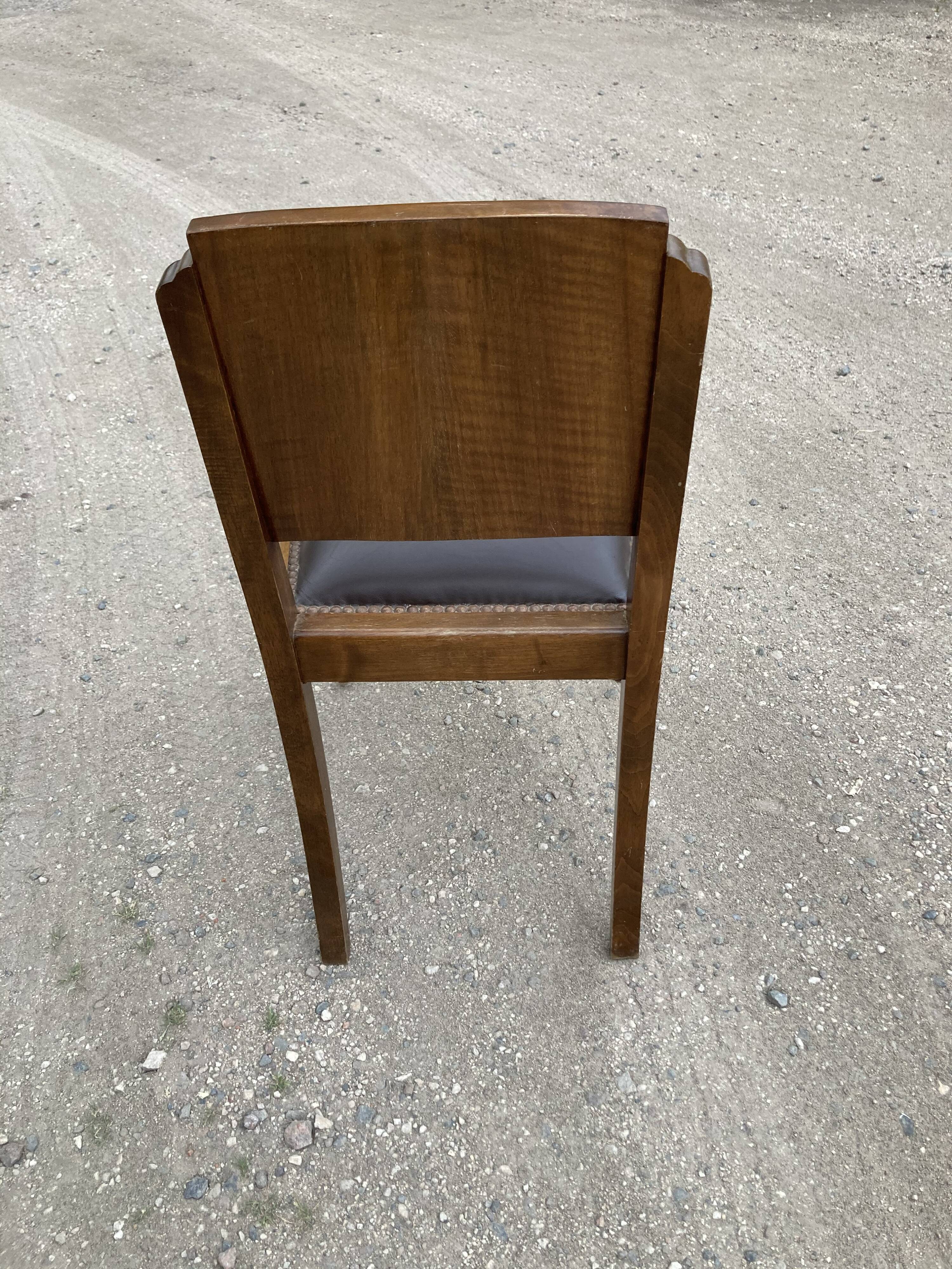Set de 6 chaises art déco assise cuir