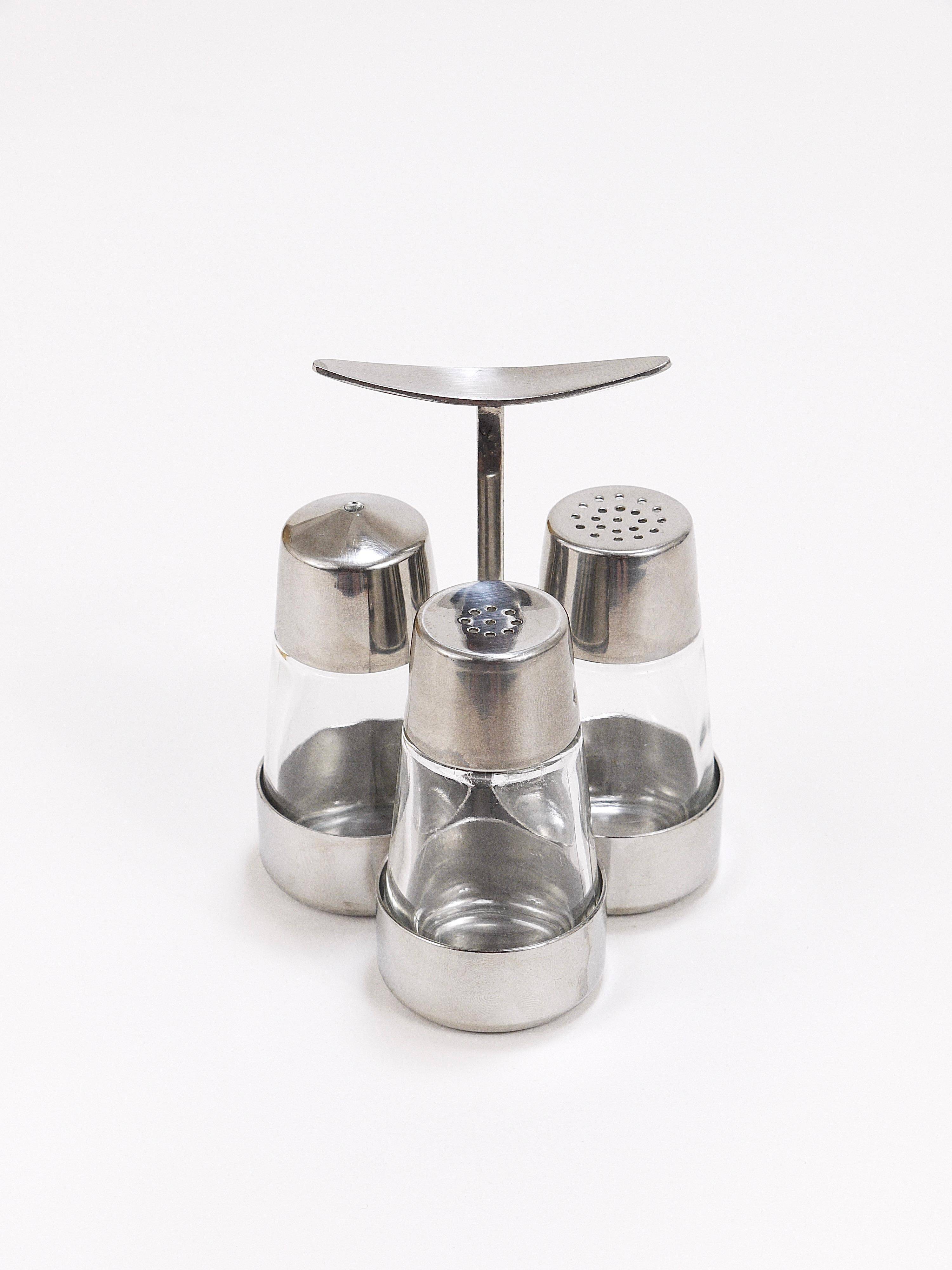 Set of condiments Marianne Denzel salt and pepper, Berndorf, Austria, 1960s