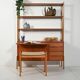 Scandinavian teak bookcase with pull-out desk