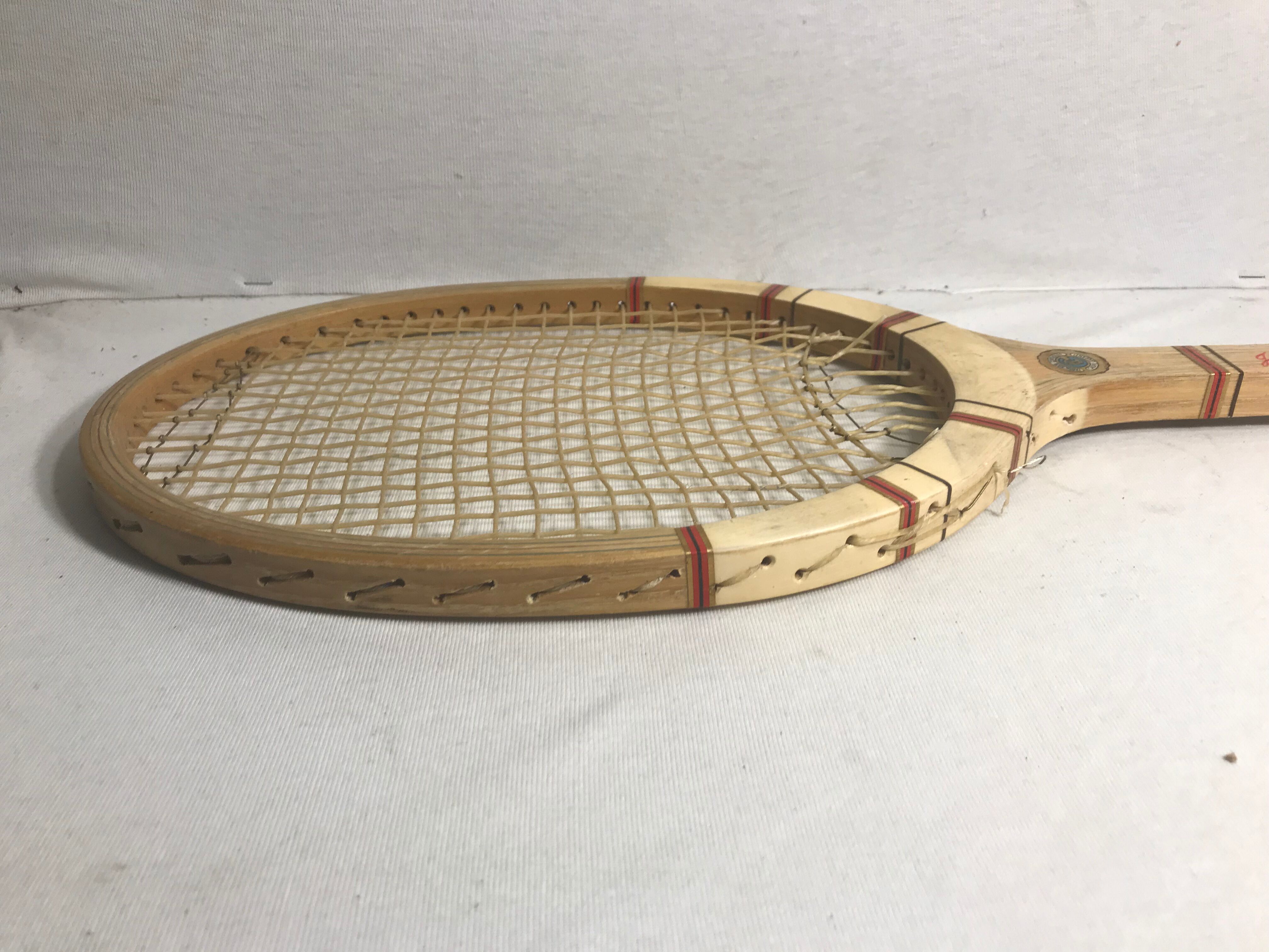 Old tennis racket J. Gauthier versailles wood + leather + protection wood