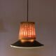 1950s set of 2 hanging lamps wicker/black metal/glass