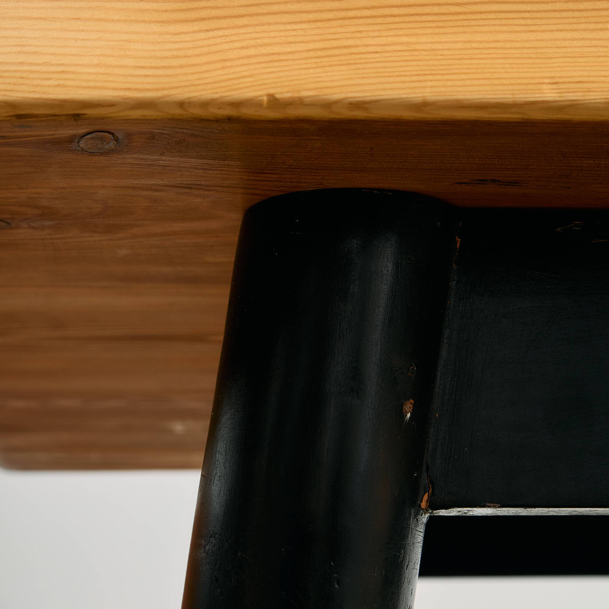 Long Canadian Pine Table with Black Legs