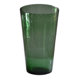 Very large vase 35 cm in green bullicante glass Murano or Empoli Italy 1960