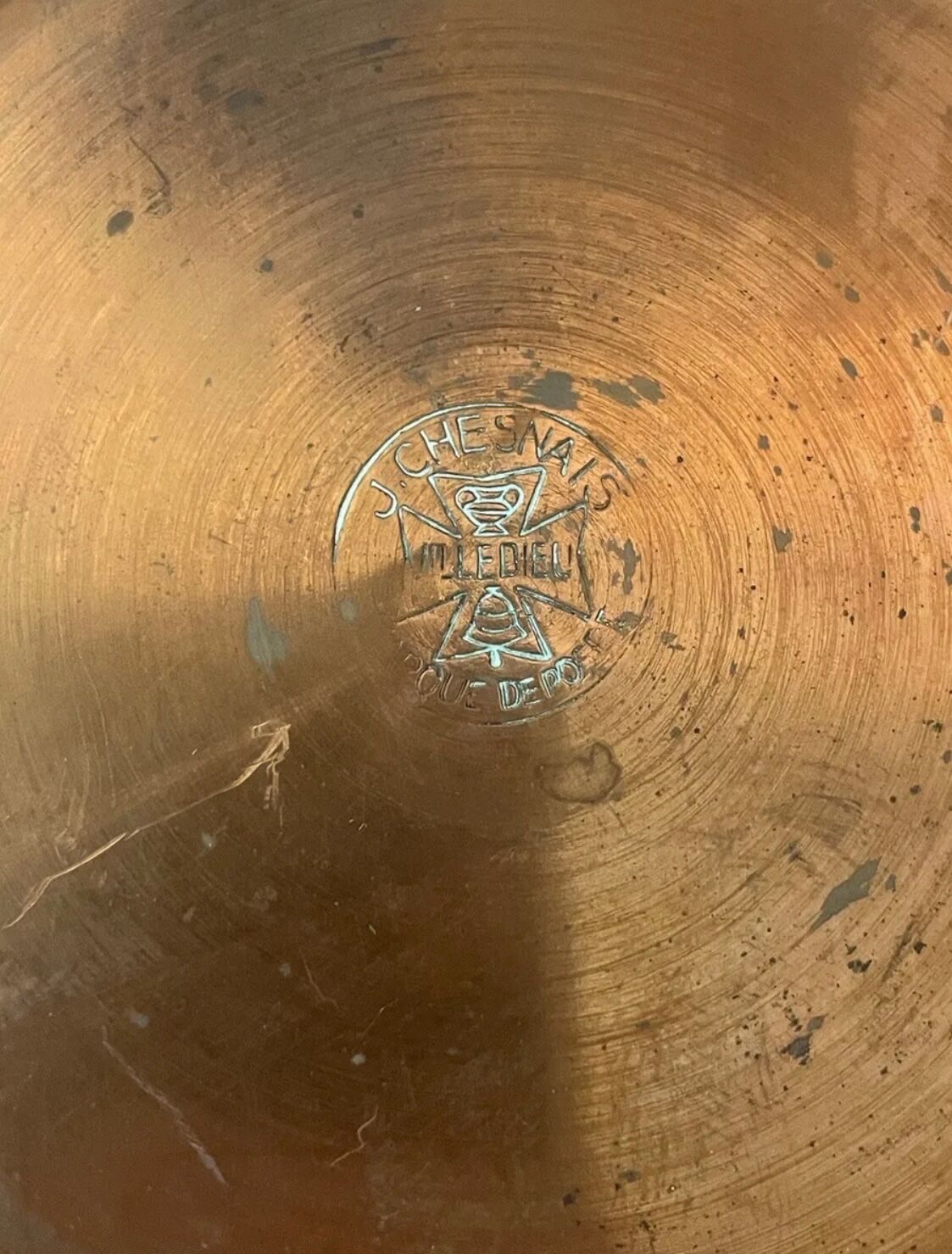 Art Deco vase J.Chesnais Villedieu circa 1930 brassware copper