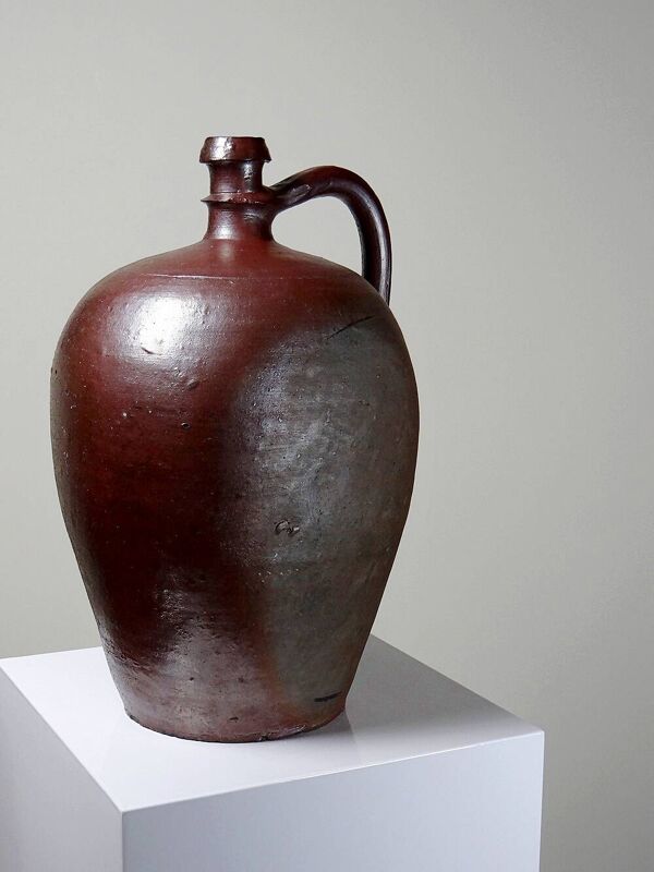 Grande jarre en grès Normand émail lustré bordeaux ancienne années 20-30