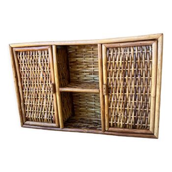 Bamboo and rattan shelf 2 doors