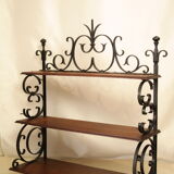 Wall shelf in wrought iron and old wood