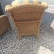 Pair of old armchairs wicker rattan & foot rest vintage year 60
