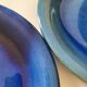 6 assiettes en grès émaillé – bleu cobalt & turquoise