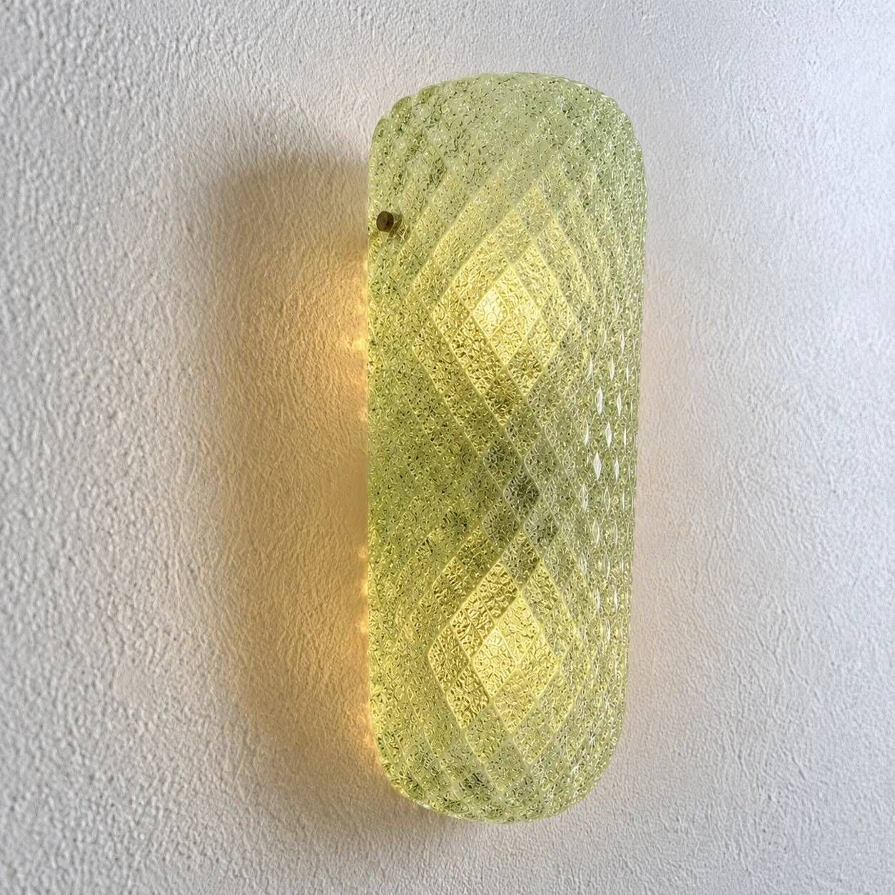 Set of Two Mid-Century Modern Green "Graniglia" Rombus Murano Glass Wall Sc