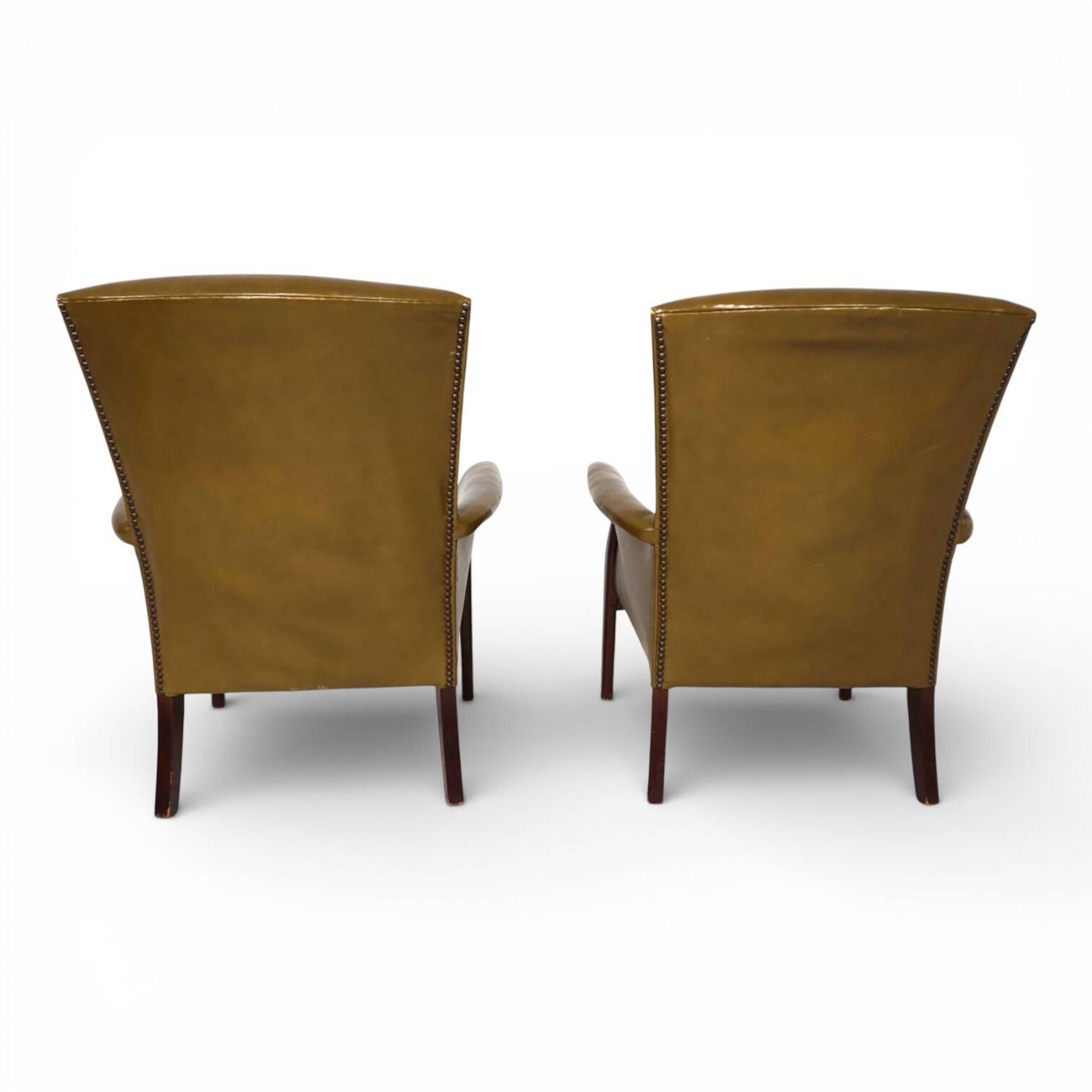 Set of two moss green Froxfield leather armchairs by Parker Knoll, 1960