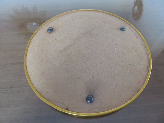 50 60 years gold metal round mirror tray
