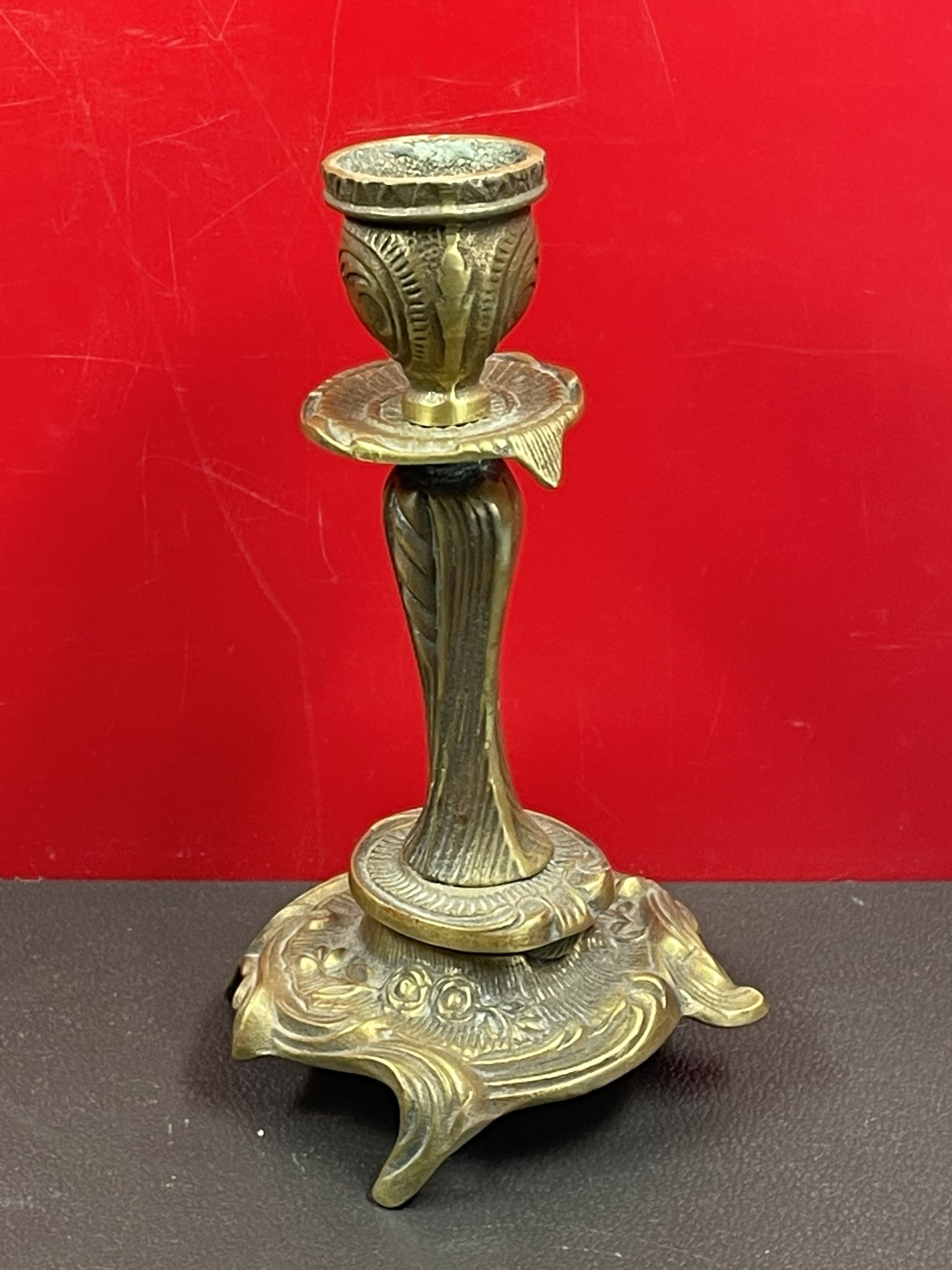 Antique candle holder flowers and leaves bronze art nouveau antique