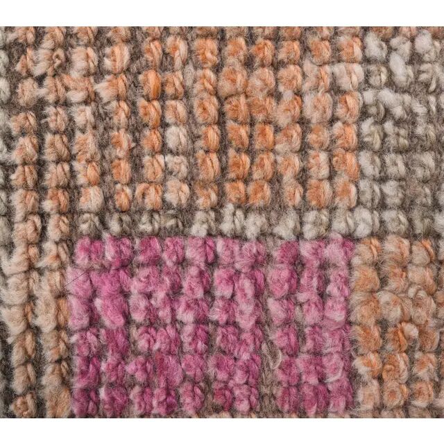 Vintage pink geometric Turkish hand-knotted runner 92x356