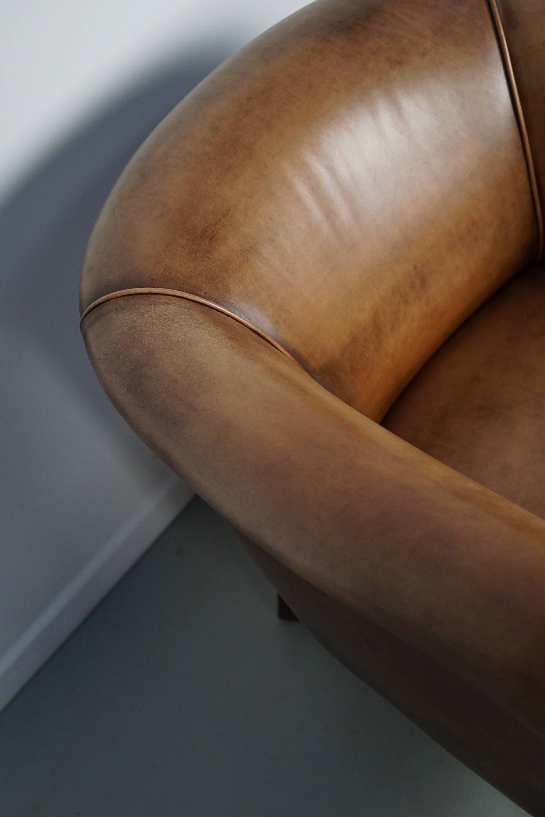 Vintage Dutch cognac coloured leather club chair
