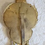 Small vintage 19th century mirror or hand mirror, bronze, beveled glass, baroque, rococo style.