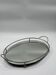 Plateau ovale mid-century en chrome et miroir