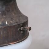 Antique xxl metal and glass pendant light