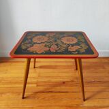 Vintage 1965 wooden compass leg side table