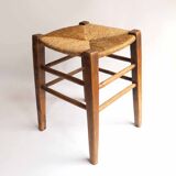 Old stool with straw seat