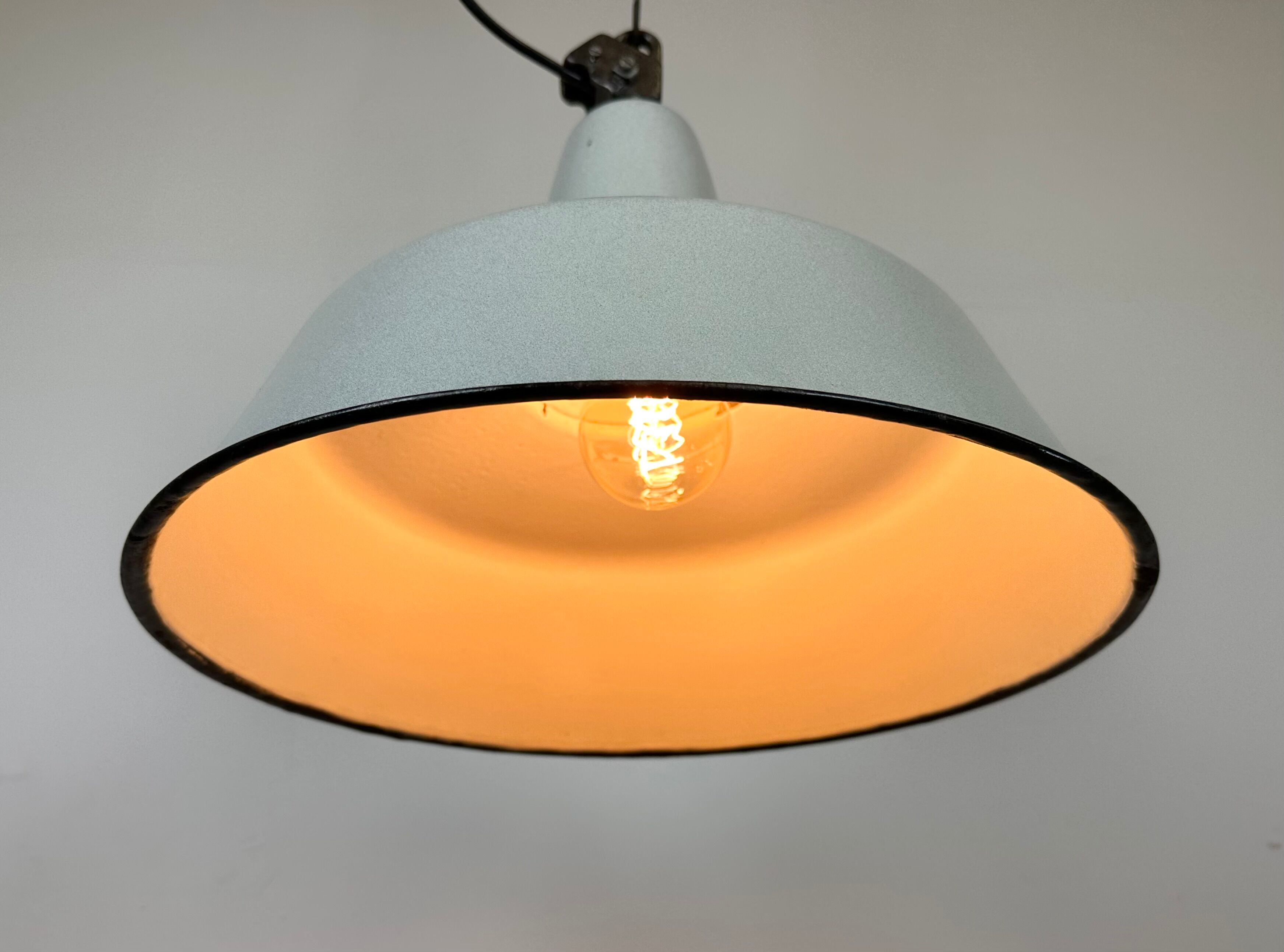 Industrial Grey Enamel Factory Pendant Lamp from Zaos, 1960s