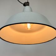 Suspension industrielle en émail gris d’usine de Zaos, années 1960